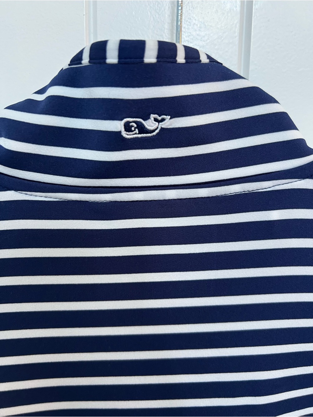 Vineyard Vines Sankaty Navy White Striped Quarter Zip Pullover - Picture 7 of 11